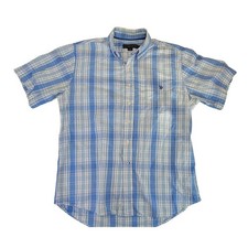 U.S. Polo Assn. Men's Plaid Short Sleeve Button Up Casual Shirt Blue Large