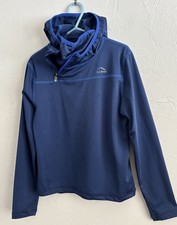 LL Bean Kids Wicked Warm Long Underwear Balaclava Hoodie Shirt Top Navy Size 5-6