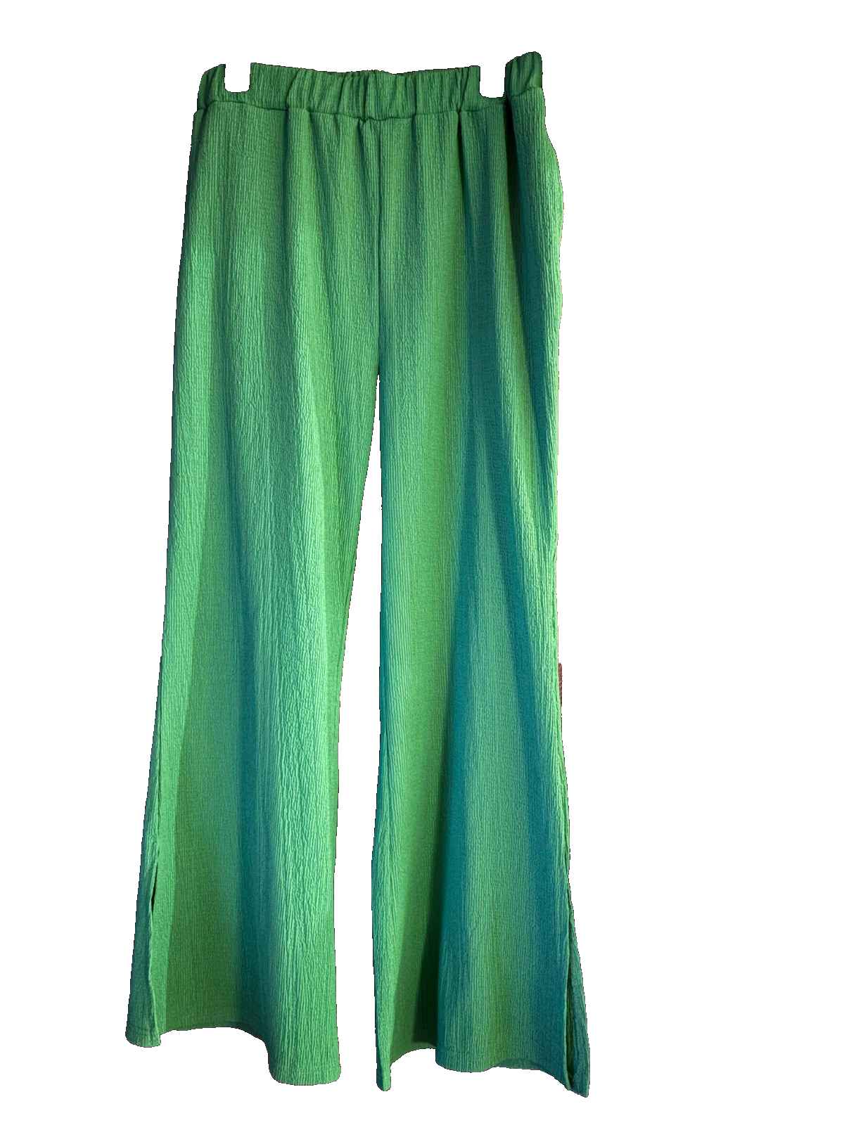 Womens High Waisted Wide Leg Pull On Pants Stretchy Green Extra Large