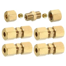 5Pcs Brass Compression Tube Fitting, 5mm Tube OD Connector Union