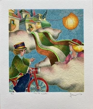 Francesco Nesi- Original Serigraph on Paper "TRA LE NUVOLE"