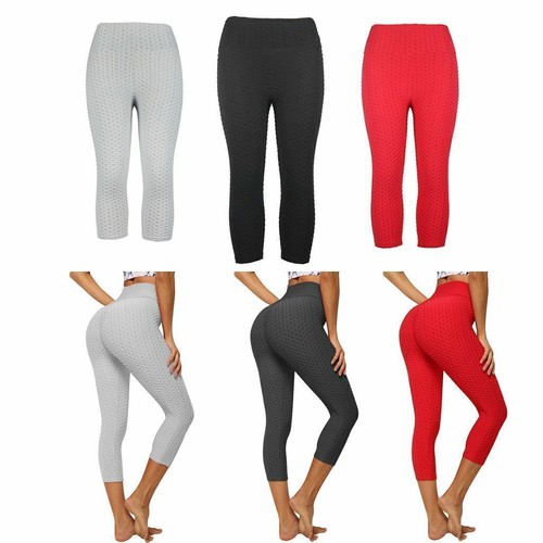Women Anti-Cellulite Yoga Pants High Waist Ruched Butt Lift Fitness Gym Leggings - Picture 2 of 16