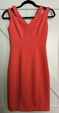 Vince Camuto Sleeveless Split Straps V-Neck Sheath Dress Coral Orange Size XS