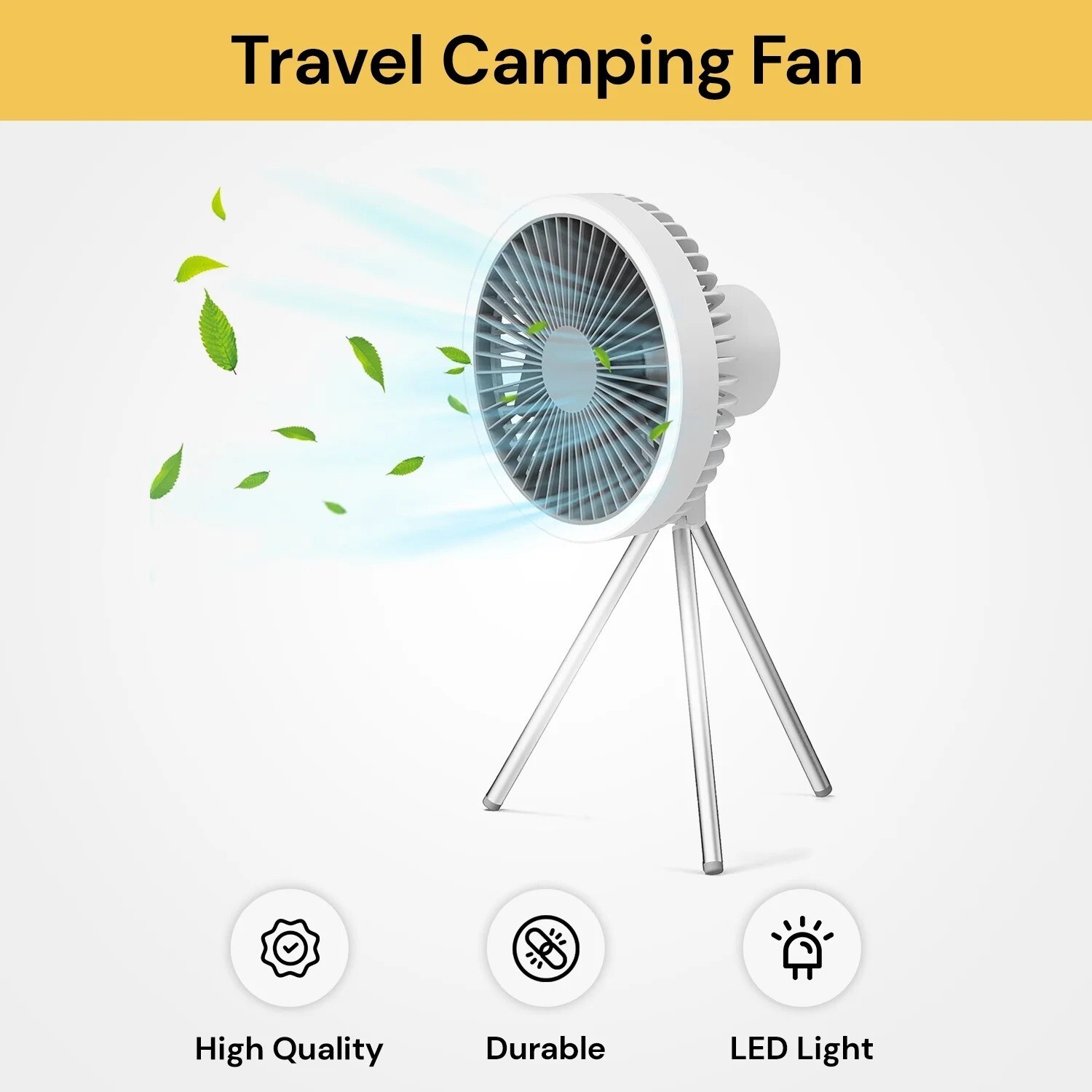 USB Portable Fan Tent Lamp Outdoor Camping Rechargeable Hook LED Fan