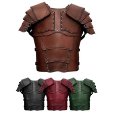 Medieval Knight PU Leather Viking Armor Guard Vest Cosplay Costume Protect Chest