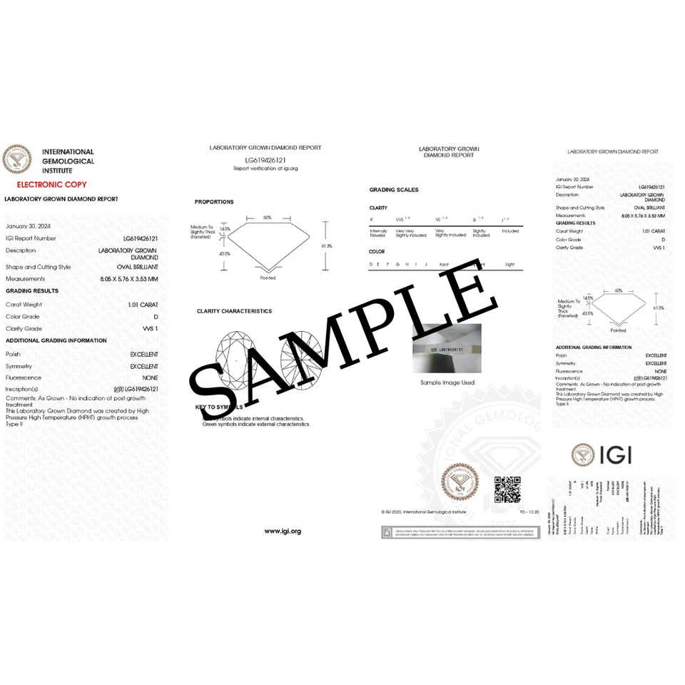 1.00 Ct OVAL Cut H Color VVS2 Clarity IGI Certified Lab Grown CVD Diamond - Image 2 of 4