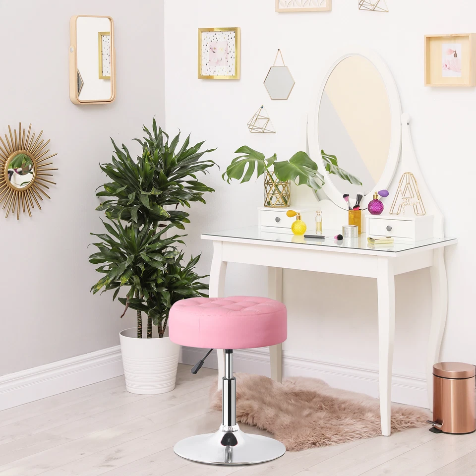 Adjustable Vanity Stool 360° Swivel Ottoman Chair Stool for Makeup Room Pink - Image 2 of 4