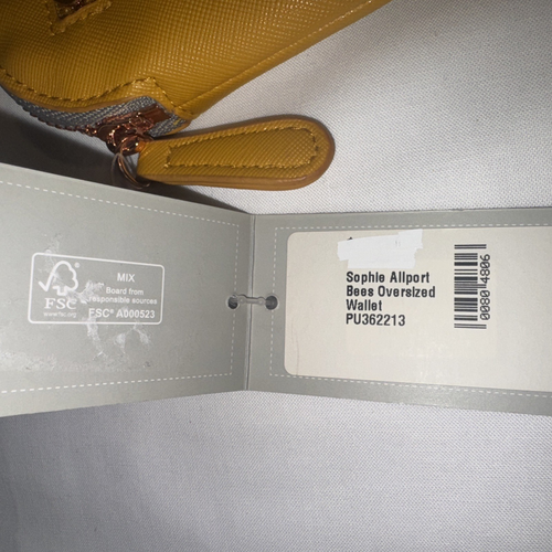 NUEVO CON ETIQUETAS Sophie Allport Bees Cartera de Gran Tamaño Muñequera Amarillo Mostaza Ocupada Como Abeja - Imagen 6 de 8
