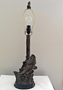 Fish Table Lamp Rustic Cabin Lodge Decor 3 Way Bulb Switch