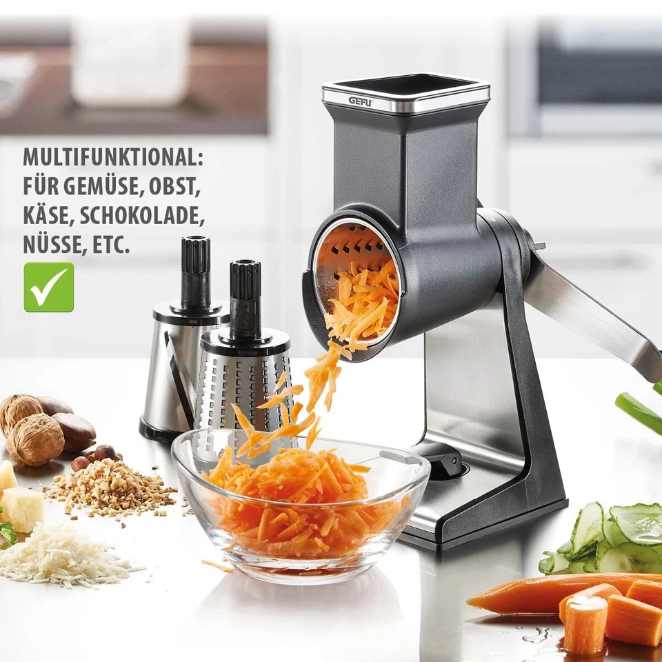 Trommelreibe TRANSFORMA® Reibemühle Gemüsehobel Edelstahl Reibe Gemüseschneider - Bild 3 von 4