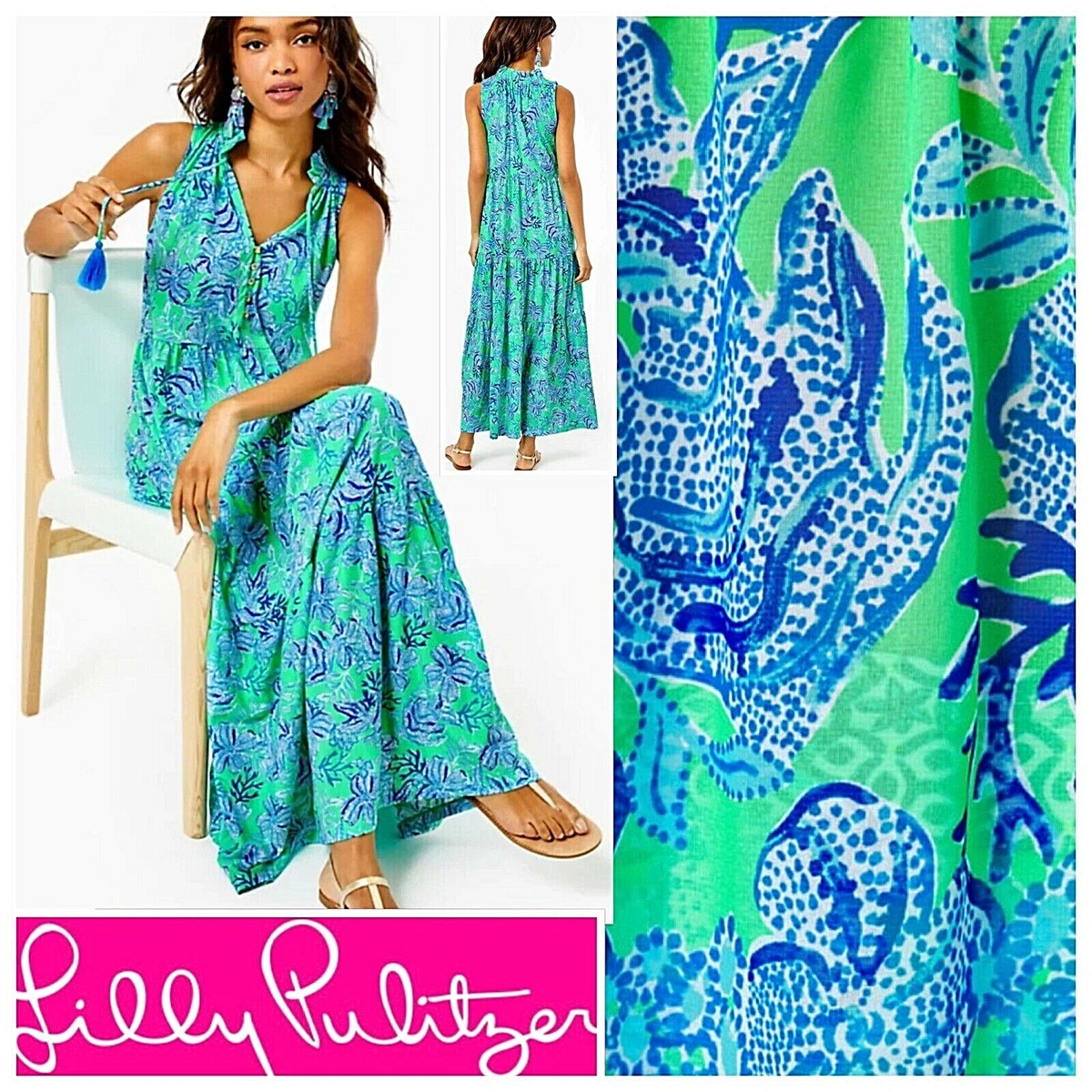 Lilly pulitzer green maxi clearance dress