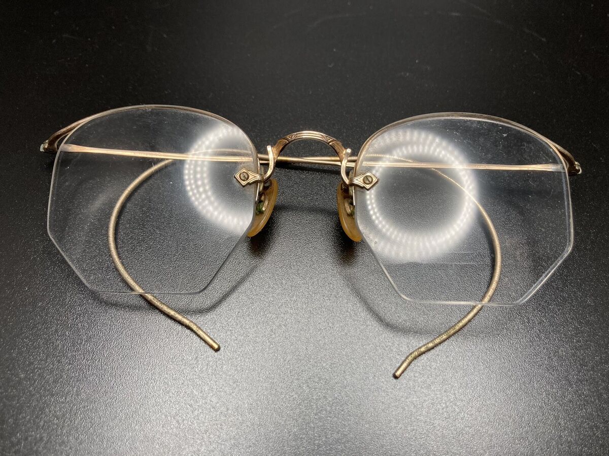 ANTIQUE SHURON RIMLESS EYE GLASSES 1/10 12K GF FANCY NICE ANTIQUE SHURON RIMLESS EYE GLASSES 1/10 12K GF FANCY NICE