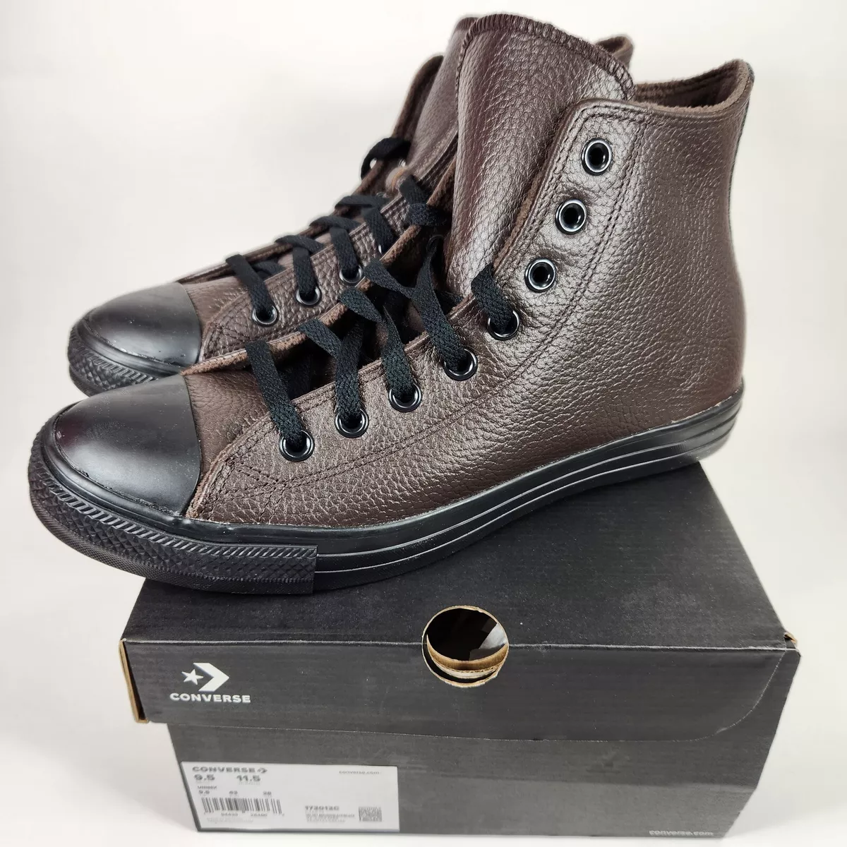 mens brown leather converse