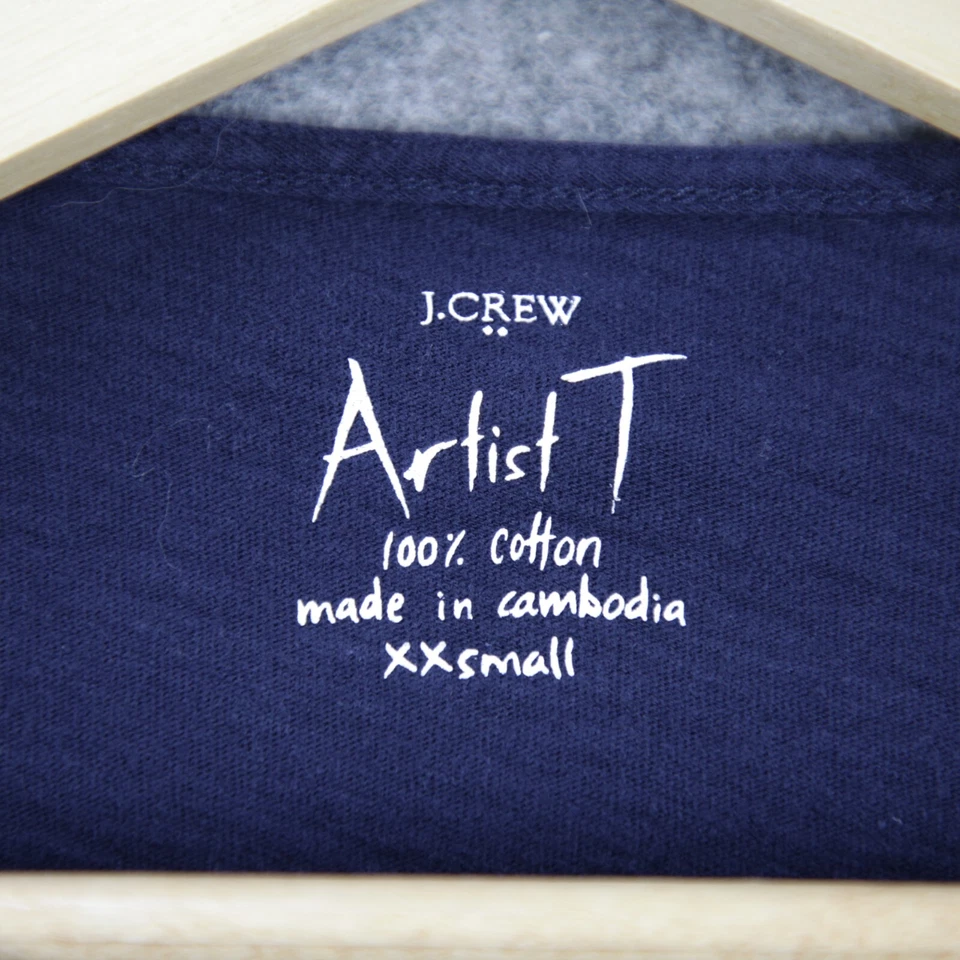 J Crew Shirt Women XXS Dark Blue Artist T All Cotton Bateau Slub Minimalist Tee - Image 4 of 4