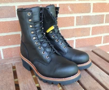 CHIPPEWA BALDOR 8 Inch Steel Toe Logger Boot Mens Sz 9 M Black Leather 73020