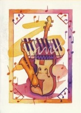 Card - Music Design Rhapsody Card Music Gift Bass Sax Keyboard Greetings Cards