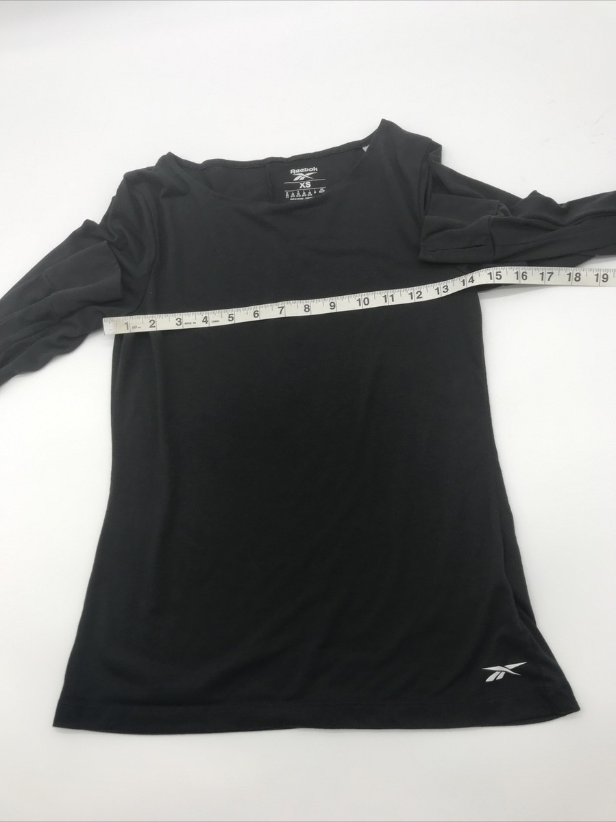 Reebok T-shirt Long Sleeve Women X-Small Black Logo…#15903