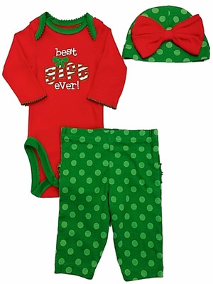 Gerber Infant Girls Red Best Gift Ever Christmas 3 Piece Outfit Set 0/3M