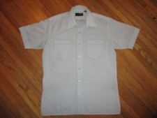 vtg 70s 80s VAN CORT LIGHT BLUE BUTTON FRONT SHIRT Contrast Stitching Trim MED