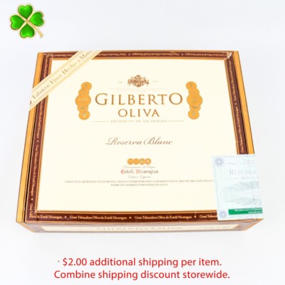 Gilberto Oliva Reserva Blanc 5 3/4 x 43 Empty Wood Cigar Box 7.75'' x 6.5'' x 2''