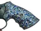 BLUE FLOWER ART FOR S&W N FRAME SQUARE/ROUND BUTT CONVERSION GRIPS PEARL INLAY
