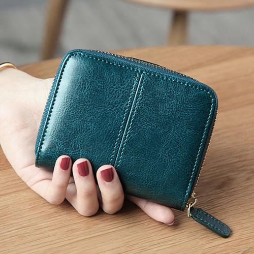 Women's Genuine Leather Zipper Billfold Wallet Credit Card Holder Coin Purse - Picture 9 of 18