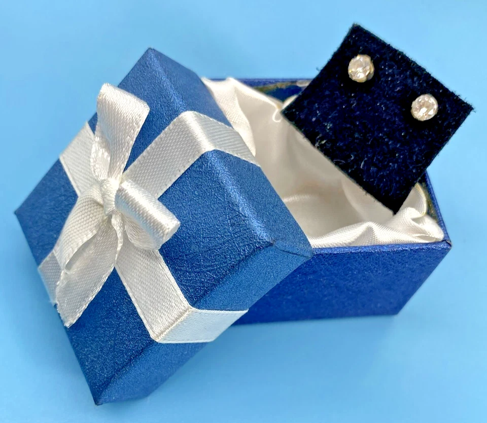 Brincos Studex de ouro branco 585 ou 14K com pedras CZ / Boa qualidade / Vintage - Imagem 2 de 4