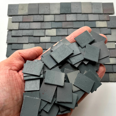 Dolls House 1:12th Scale 250 x Styrene Miniature Roof Tiles in Weathered Grey