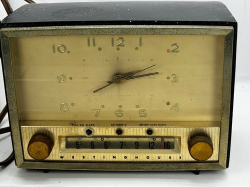 Radio Reloj Westinghouse Vintage 1954 NEGRO Modelo H-477T5 repuestos o restauración - Imagen 3 de 12