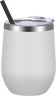 12 Pack Stainless Steel Wine Tumblers, Insulated with Lids & Straws, 12Oz