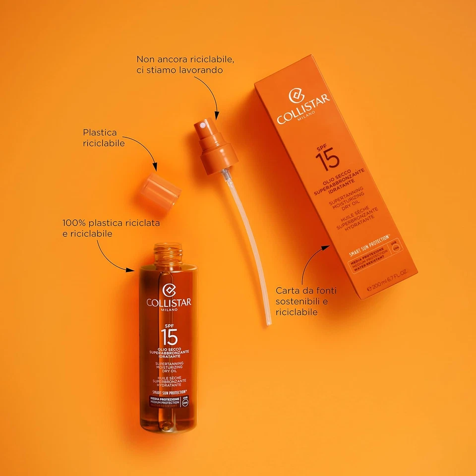 Olio Secco Superabbronzante Idratante SPF 15, Spray per Viso, Corpo E Capelli, P - Immagine 3 di 4