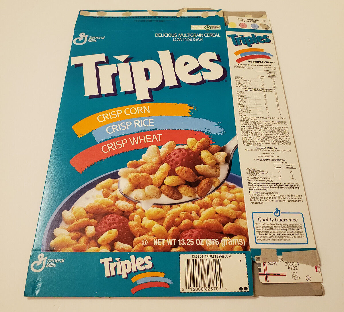 1993 TRIPLES CEREAL GENERAL MILLS BOX-- SEINFELD THE FIRE ELAINE
