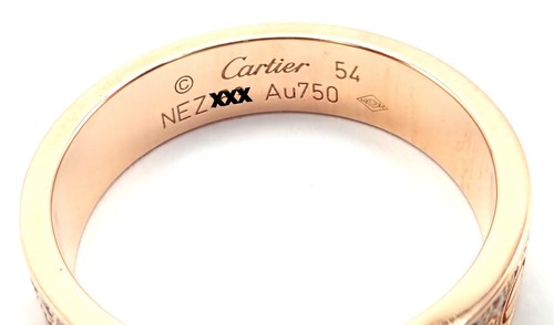 Authentic! Cartier Love 18k Rose Gold Diamond Paved Ring Size 54 US 6 3/4 - Picture 7 of 12