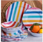 Set of 4 Melamine Multiolor Striped Dinnerware Bpa Free Dishwasher Safe