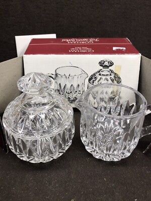 Gorham Cut Crystal Cream and Sugar Set C185 Full Lead Crystal Althea In Box