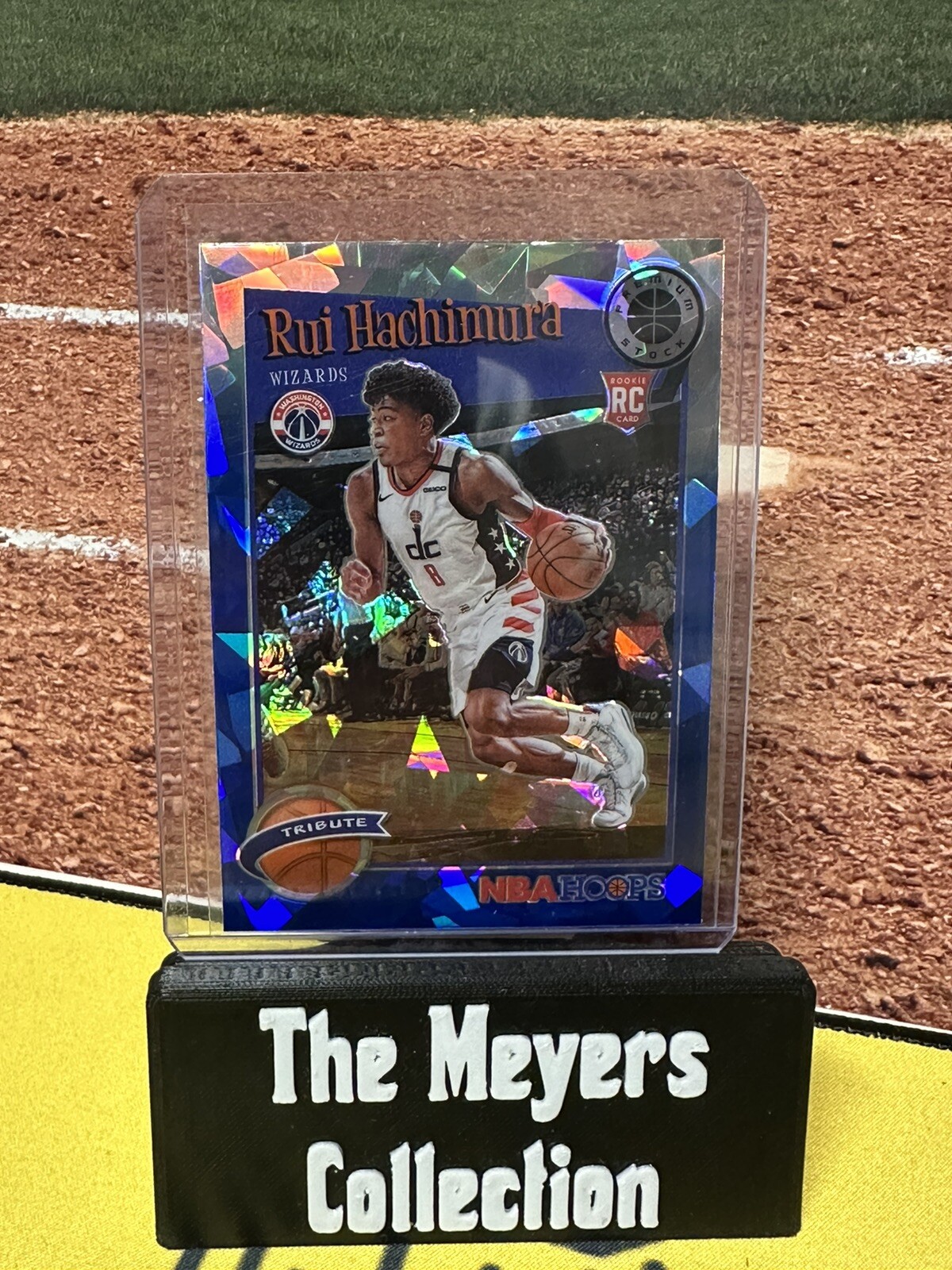 2019-20 NBA Hoops Premium Stock Rui Hachimura RC Blue Cracked Ice Tribute LAKERS