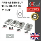 M3 M4 M5 M6 Sliding T nut Thin Pre Assembly Aluminium Extrusion Profile T V-slot