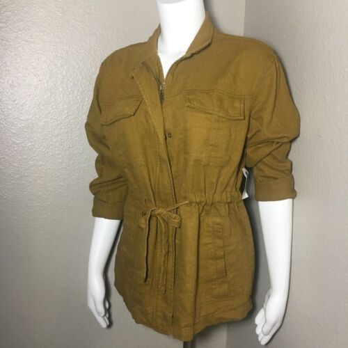 Old Navy Utility Military Women's Jacket Drawstring Long Sleeve Tan Small New - Picture 2 of 8