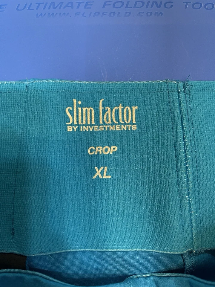 全新带标签 Slim Factor by Investments 分腿裁剪裤子 XL 蓝色多瑙河 — 第 2/4 张图片