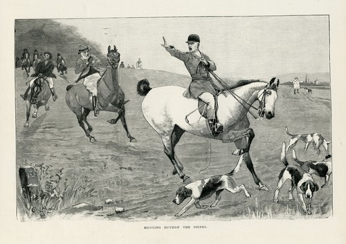 Countryside Hunting Scene - Hunting Outside the Shires: Vintage Print  #K337 - Picture 1 of 4