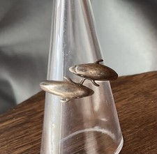 Sterling Silver Dual Dolphin Design Bypass Band Ring Size 7.5 3D