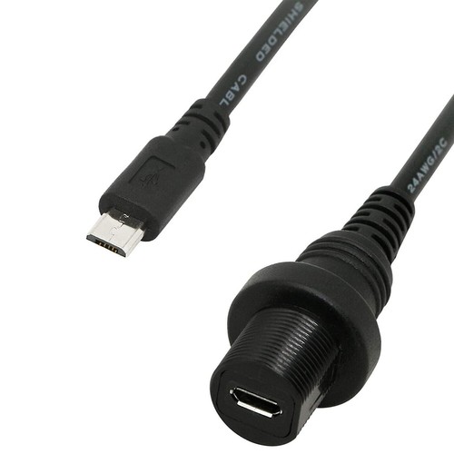 Micro USB Male to Female Flush Panel Mount Extension Waterproof Cable Car Boat - 第 3/7 張圖片