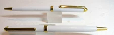 SET OF 2 TERZETTI Slim Metal TOWNSEY ELITE White/GT Ballpoint Pen -CLICK TOP