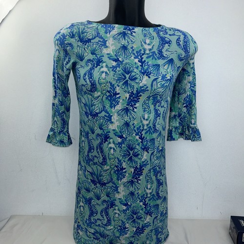 Lilly Pulitzer Dress Girls XL 12-14 Mermaid Seahorse Rayon Spandex Sophie - Picture 2 of 14