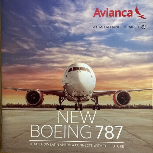 AVIANCA COLOMBIA AIRLINES B787 INTRO PROMO BROCHURE ROUTE MAP