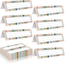 48 Pcs Tented Nameplates for Desk, 9 x 3 Inch Bohemian Student Desk Name Tags, R