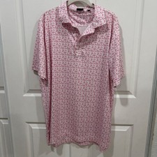 FootJoy Mens Lisle Floral Vine Golf Polo Shirt Pink White 35123 Size L