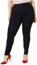 HUE Skimmer Leggings Extreme Zip Hem Midnight Rinse Color XS 46 - NWT