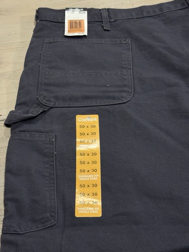 LOT 2 NWT MENS 50X30 CARHARTT 1 RELAXED FIT - 1 DUNGAREE FIT PANTS BLUE - Picture 13 of 15