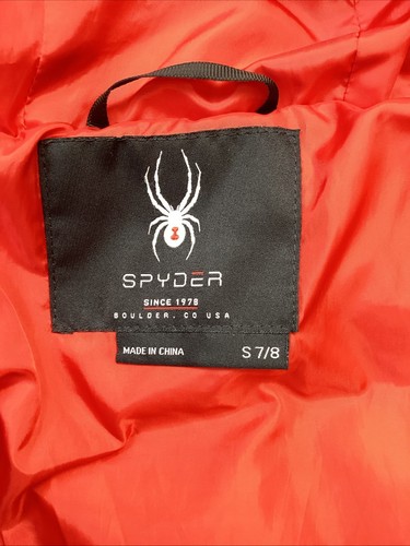 Spyder Kids Boys Water Resistant Hooded Puffer Jacket w/Zipper Pockets, S 7/8 - Picture 4 of 8
